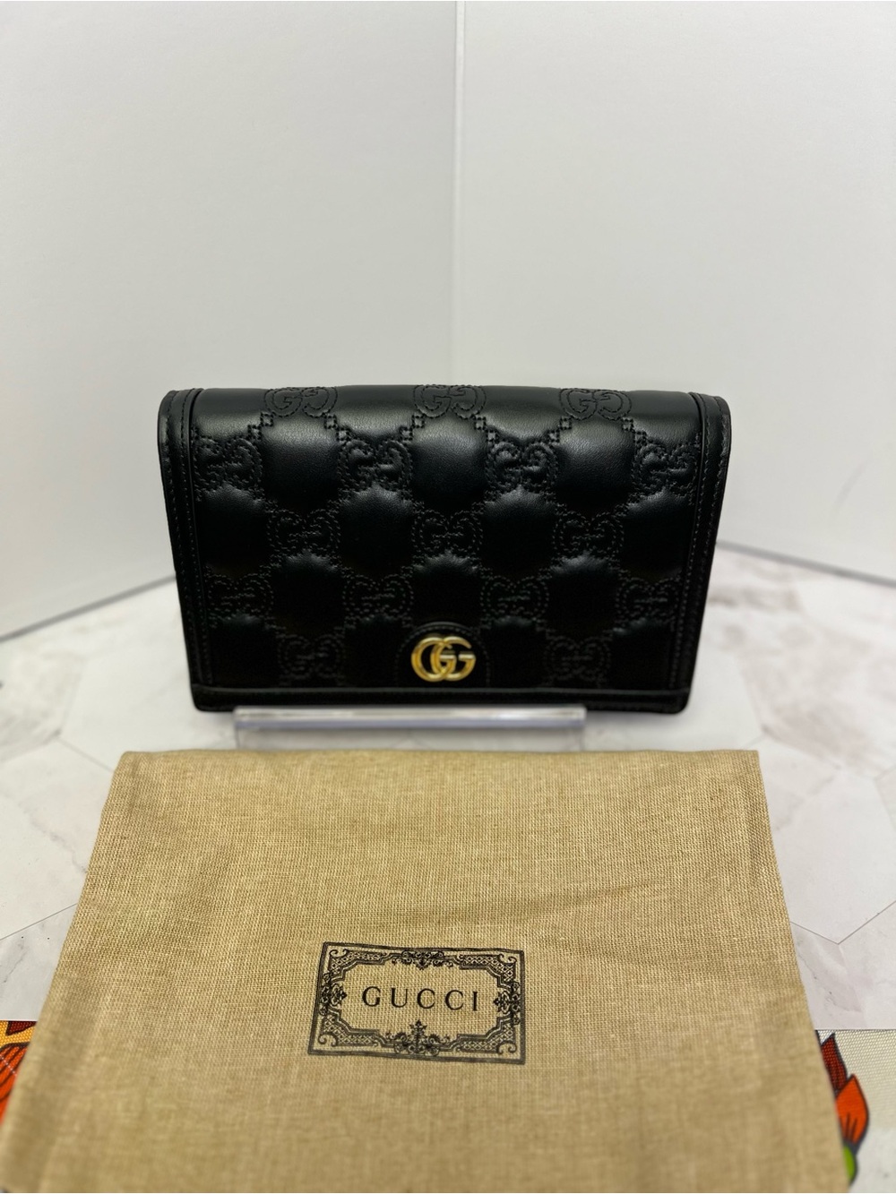Gucci GG Matelassé mini wallet-on-chain (WOC) black leather